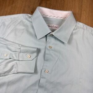 Robert Graham Men 17.5 38/39 Tall Cotton Green Long Sleeve Button Shirt Big&Tall